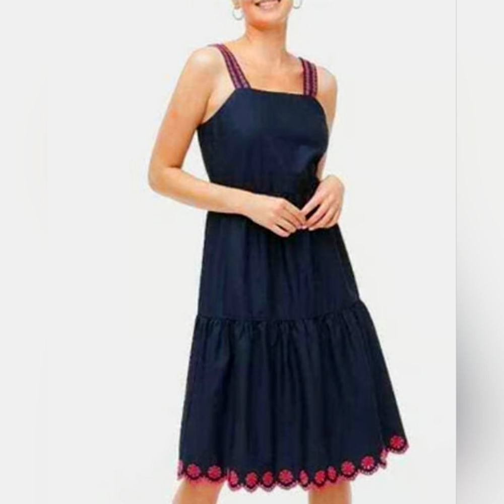 Nwt j crew embroidered midi dress